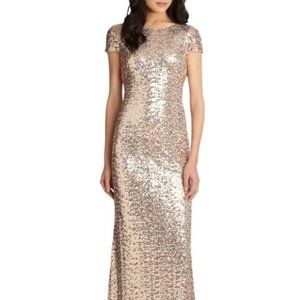 Badgley Mischka Rose Gold Sequin Gown - Size 2